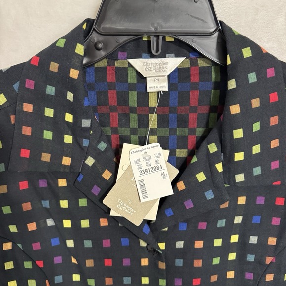 Y2K Christopher & Banks Rainbow Peplum Button Down Top Size L‎ P Cropped Teacher - Picture 8 of 15